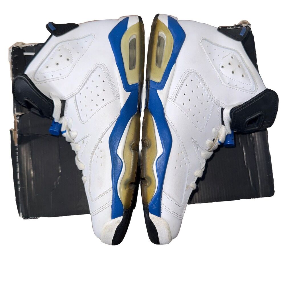 Air Jordan 6 Retro BG Sneakers White Sport Blue Black Size 5.5 Youth !